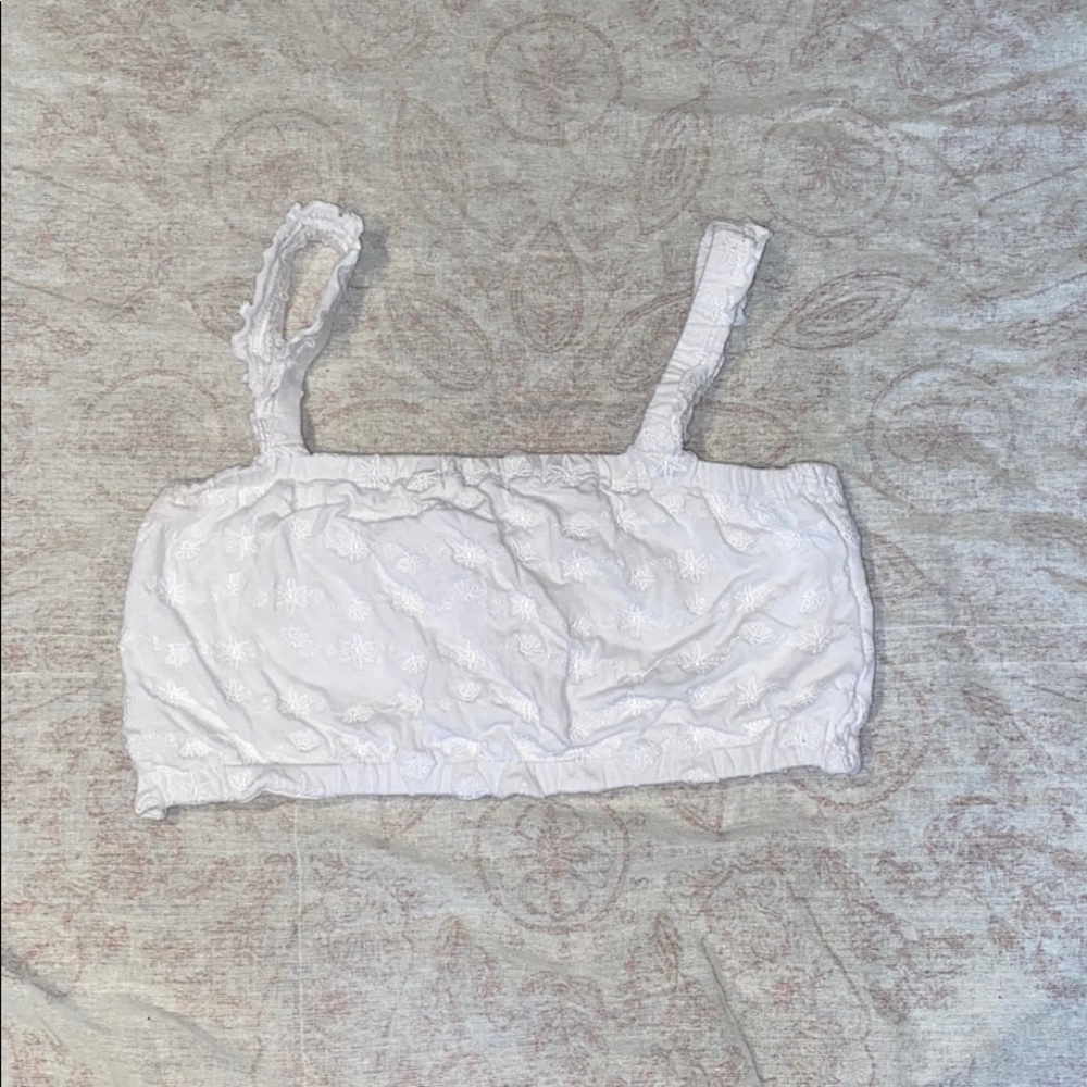 White Floral Bandeau Top